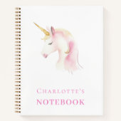 Eenhoorn roze wit meisje notitieboek (Voorkant)