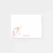Eenhoorn roze wit naam meisje post-it® notes (Voorkant)