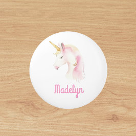 Eenhoorn roze witte naam keramische knop