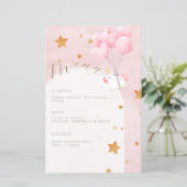 Eenhoorn Roze Wolken Meisje Baby shower Menu (Staand voorkant)