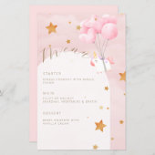 Eenhoorn Roze Wolken Meisje Baby shower Menu (Voorkant / Achterkant)