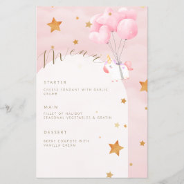 Eenhoorn Roze Wolken Meisje Baby shower Menu