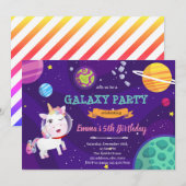 Eenhoorn ruimte sterrenstelsel uitnodiging (Voorkant / Achterkant)