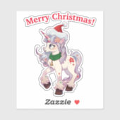 Eenhoorn Santa Cartoon Sticker (Vel)