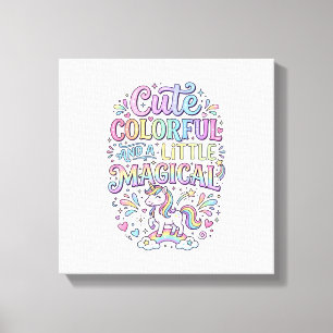 Eénhoorn Schattig Kleurrijk en een Beetje Magisch Canvas Afdruk