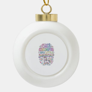 Eénhoorn Schattig Kleurrijk en een Beetje Magisch  Keramische Bal Ornament