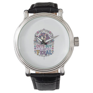 Eénhoorn Schattig maar Licht Wild Witte Achtergron Horloge
