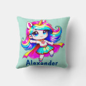 Eenhoorn schattig super meisje groen marinetekst T Kussen (Achterkant)