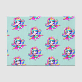 Eenhoorn schattig super meisje groen roze tissuepapier