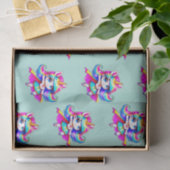 Eenhoorn schattig super meisje groen roze tissuepapier (Geschenk)