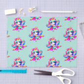 Eenhoorn schattig super meisje groen roze tissuepapier (Craft)