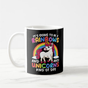 Eenhoorn Schattig Whimsical Grappig Regenbogen En Koffiemok