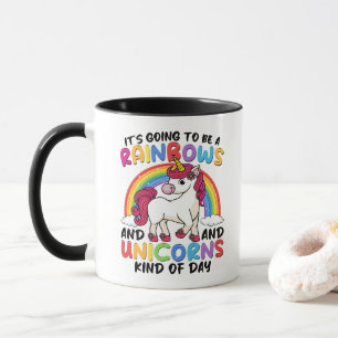 Eenhoorn Schattig Whimsical Grappig Regenbogen En Mok