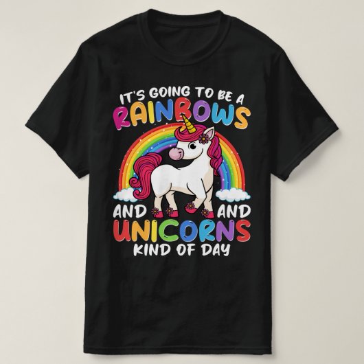 Eenhoorn Schattig Whimsisch Grappig Regenbogen En T-shirt (Design voorkant)