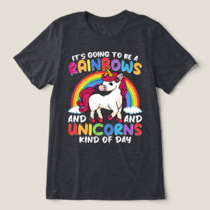 Eenhoorn Schattig Whimsisch Grappig Regenbogen En Tri-Blend Shirt