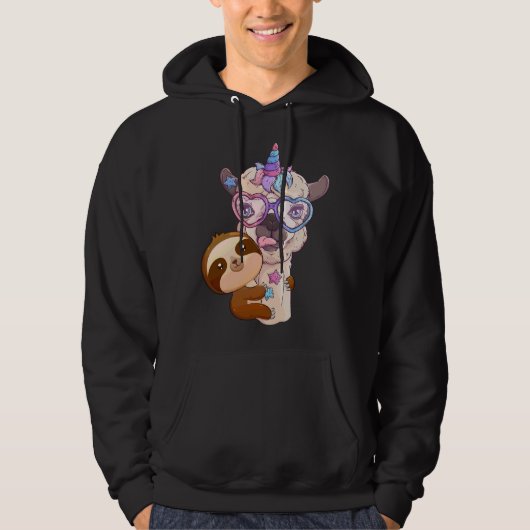 Eenhoorn Schattige Bruin Luiaard Regenboog Dier Ll Hoodie (Voorkant)