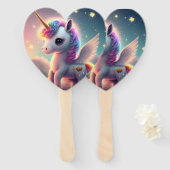 Eenhoorn schattige magische set van fans handwaaier (Voorkant en achterkant)