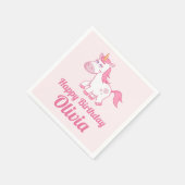 Eenhoorn Schattige Roze Verjaardag Papier Servet (Hoek)
