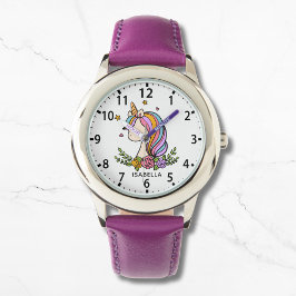Eenhoorn Schattige Whimsical Girly Pink Floral Mei Horloge