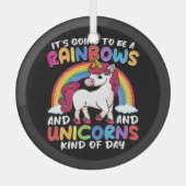 Eenhoorn Schattigee grillige grappige regenbogen e Glas Ornament (Voorkant)