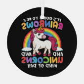 Eenhoorn Schattigee grillige grappige regenbogen e Glas Ornament (Achterkant)