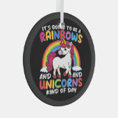 Eenhoorn Schattigee grillige grappige regenbogen e Glas Ornament (Voorkant Rechts)