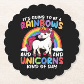 Eenhoorn Schattigee grillige grappige regenbogen e Kartonnen Onderzetters (Voorkant)