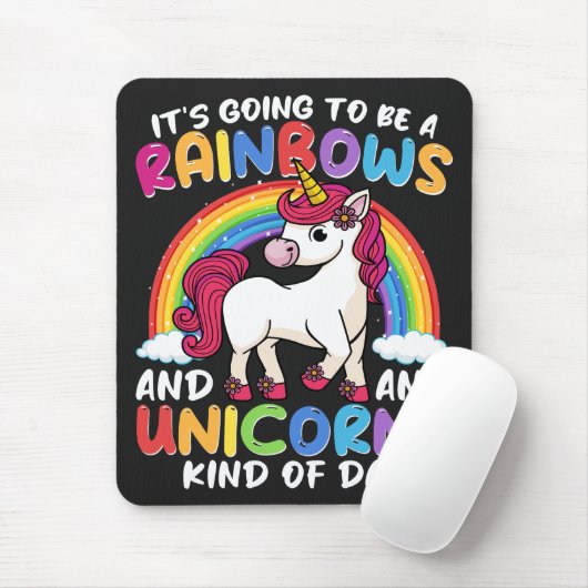 Eenhoorn Schattigee grillige grappige regenbogen e Muismat (Met muis)