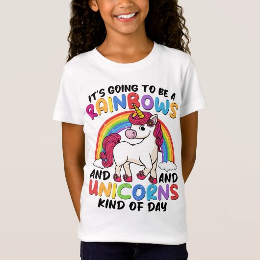 Eenhoorn Schattigee grillige grappige regenbogen e T-shirt (Voorkant)