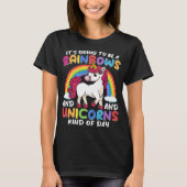 Eenhoorn Schattigee grillige grappige regenbogen e T-shirt (Voorkant)