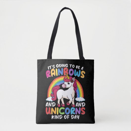 Eenhoorn Schattigee grillige grappige regenbogen e Tote Bag (Voorkant)