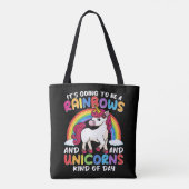 Eenhoorn Schattigee grillige grappige regenbogen e Tote Bag (Achterkant)
