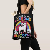 Eenhoorn Schattigee grillige grappige regenbogen e Tote Bag (Dichtbij)