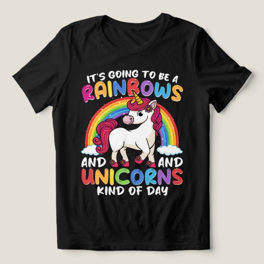 Eenhoorn Schattigee grillige grappige regenbogen e Tri-Blend Shirt (Design voorkant)