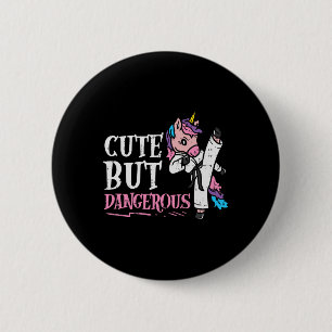 Eenhoorn Schattigee maar gevaarlijke karate taekwo Ronde Button 5,7 Cm