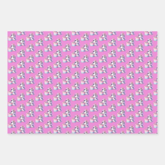 Eenhoorn Schattigee magische verjaardag Inpakpapier Vel (Voorkant 3)