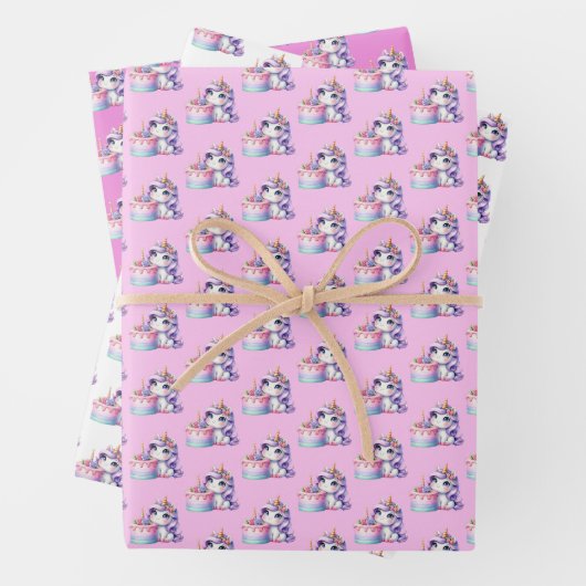 Eenhoorn Schattigee magische verjaardag Inpakpapier Vel (In situ)