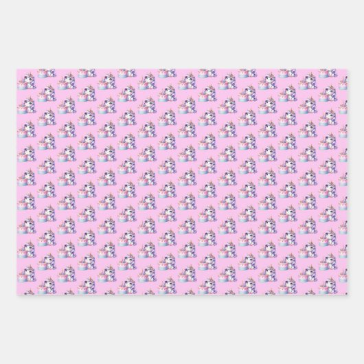 Eenhoorn Schattigee magische verjaardag Inpakpapier Vel (Voorkant)