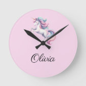 Eenhoorn Schattigee magische Waterverf Ronde Klok (Voorkant)