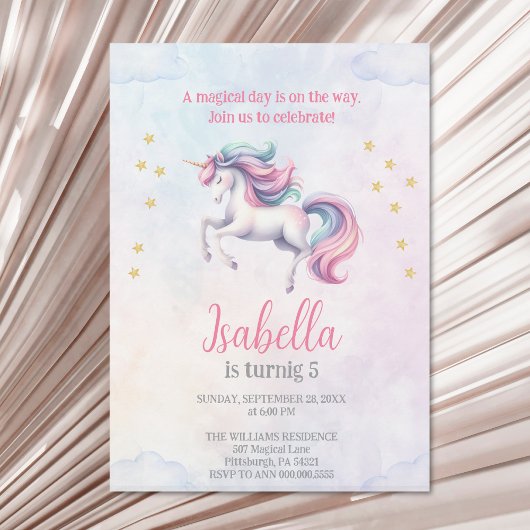 Eenhoorn Schattigee magische Waterverf verjaardags Kaart