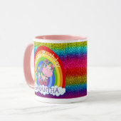 Eenhoorn Schattigee Regenboog Glitter Mok (Voorkant links)