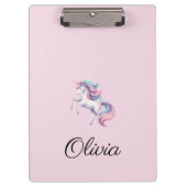 Eenhoorn Schattigee Waterverf gepersonaliseerde na Klembord (Voorkant)