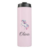 Eenhoorn Schattigee Waterverf gepersonaliseerde na Thermosbeker (Voorkant)