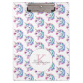 Eenhoorn Schattigee Waterverf Patroon Aangepaste n Klembord (Voorkant)
