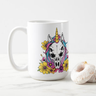 Eenhoorn Schedel Bloemen Pastel Goth Zachte Grunge Koffiemok