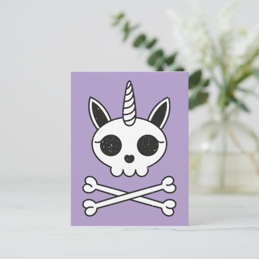 Eenhoorn Schedel en Kruisbeenderen Briefkaart (Staand voorkant)