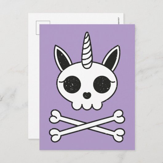 Eenhoorn Schedel en Kruisbeenderen Briefkaart (Voorkant / Achterkant)