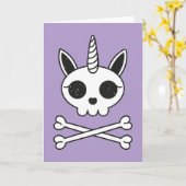 Eenhoorn Schedel en Kruisbeenderen Kaart (Gele Bloem)