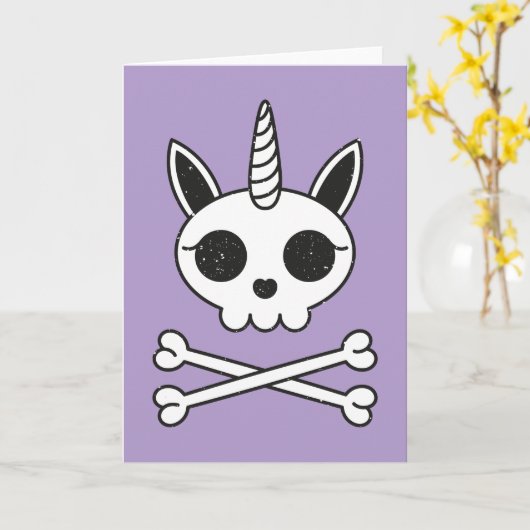 Eenhoorn Schedel en Kruisbeenderen Kaart (Gele Bloem)