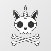 Eenhoorn Schedel en Kruisbeenderen Raamsticker (Vel)